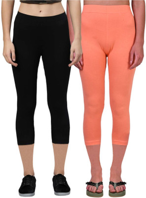 ZAYANQA 3/4th Capri leggings Women Black, Orange Capri