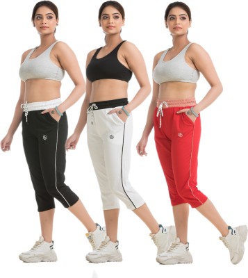 STYLE AK Women Black, White, Red Capri