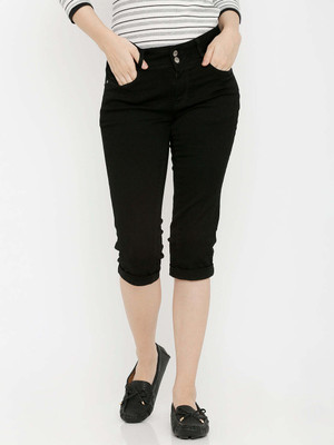 Kraus Jeans Women Black Mid-Rise Slim Capri Women Black Capri