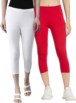 ZAYANQA 3/4th Capri leggings Women White, Red Capri
