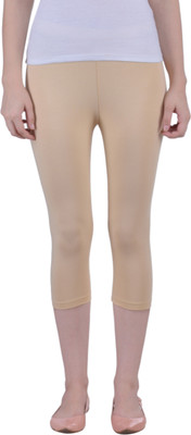 Dollar Missy Four-Way Stretchable Mid Calf Length Women Beige Capri