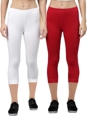 ZAYANQA 3/4th Capri leggings Women White, Red Capri