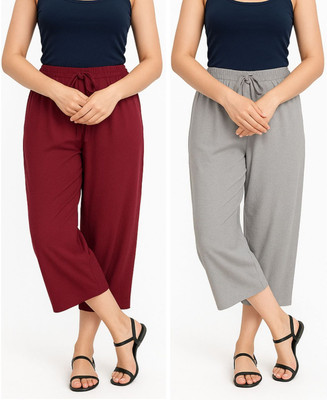 BRAND FLEX Women Maroon, Grey Capri