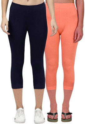 ZAYANQA 3/4th Capri leggings Women Dark Blue, Orange Capri