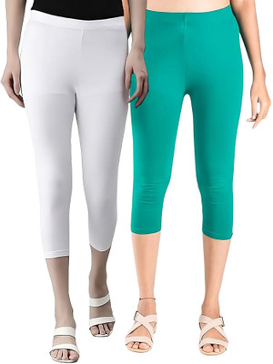 Rocksy 3/4th Capri leggings Women White, Dark Green Capri