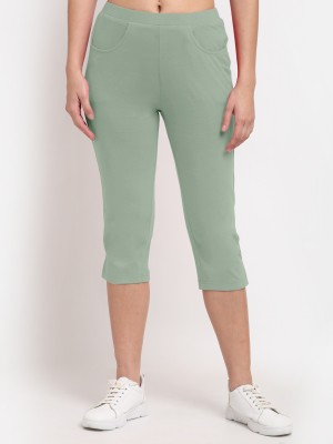 BRINNS Pure Cotton Capris Women Green Capri