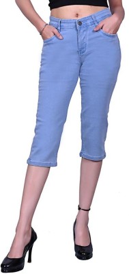 The Tap Women's High Rise Stretchable Skinny Fit Capri Women Reversible Denim Capri