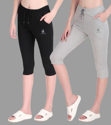 STYOXA Women Black, White Capri