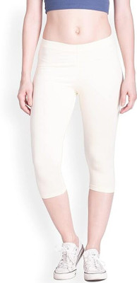 fizocurl Capris for Womens/Girls 3/4 Leggings for Women Capri of Women Women White Capri