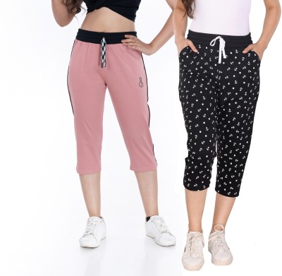 StyleAone Women Black, Pink Capri