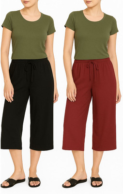 BRAND FLEX Women Black, Maroon Capri