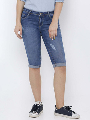 Kraus Jeans Women Blue Mid-Rise Slim Capri Women Blue Capri