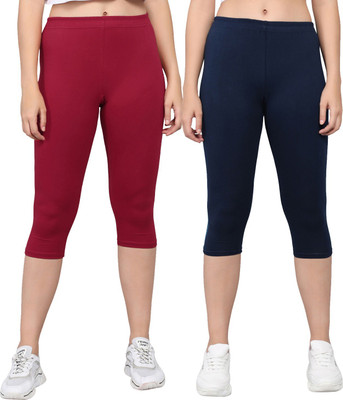 NGT Women Maroon, Dark Blue Capri