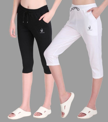 STYOXA Women Black, White Capri