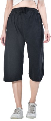 Indistar Women Solid Capris Women Black Capri