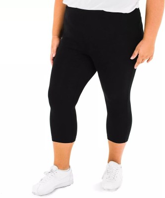 PandaWears Women's Big Size 3/4th | Women Black Capri