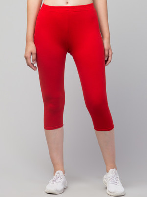 UllasPemium Cotton Lyvra Capri Women Red Capri