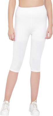 Crikel Cotton Lycra plain capri for women,capri for ladie Women White Capri