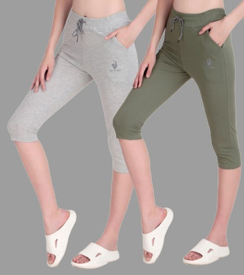 STYOXA Women Light Green Capri