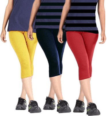 Yezi Casual Women/Girls Capri Women Yellow, Dark Blue, Red Capri