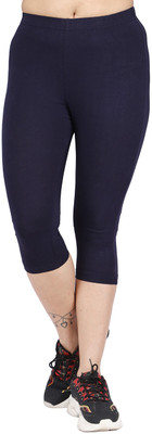 Comfort Lady Regular fit capri for women and girls Women Dark Blue Capri
