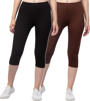 CKARFE Women Cotton Capri Women Brown, Black Capri
