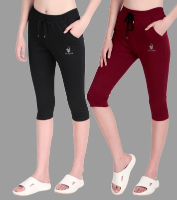 STYOXA Women Black, Red Capri