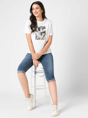Kraus Jeans Women Blue Mid-Rise Capri Women Blue Capri