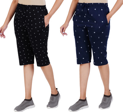 FEEL TRACK Women Black, Dark Blue Capri