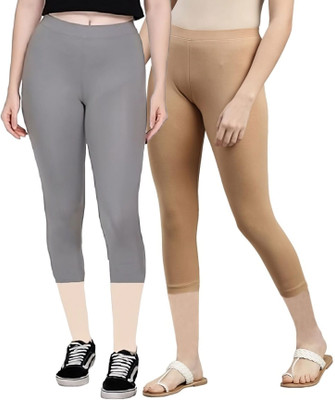 ZAYANQA 3/4th Capri leggings Women Beige, Grey Capri
