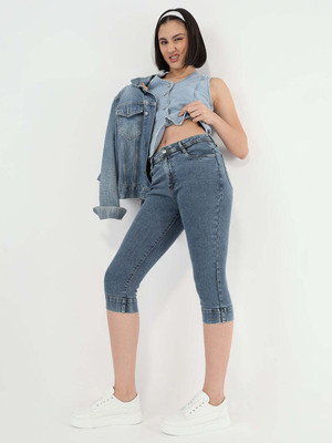 Kraus Jeans Women Light Blue Capri Women Blue Capri