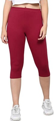 Kanna Fabric Capris for Womens/Girls 3/4 Leggings for Women Capri of Women Women Maroon Capri