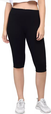 SURTI ENTERPRISES Women cotton lycra capri Women Black Capri