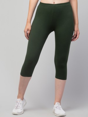 AmkrFashion Cotton Lyvra Capri Women Green Capri