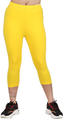 Comfort Lady Regular fit capri for women and girls Women Yellow Capri