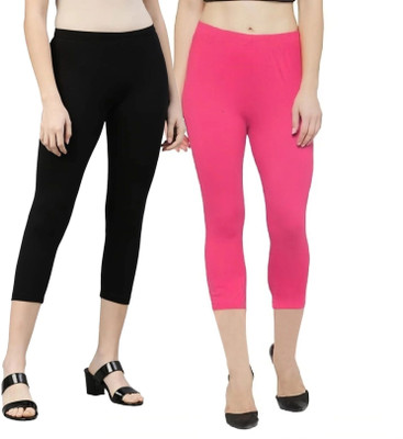 ZAYANQA 3/4th Capri leggings Women Black, Pink Capri