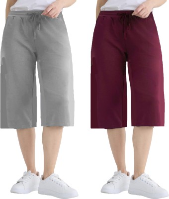 BRAND FLEX Women Grey, Maroon Capri