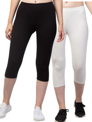 CKARFE Cakrfe Women Cotton Lycra Capri Women White, Black Capri