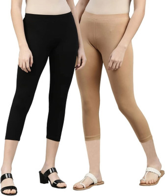 ZAYANQA 3/4th Capri leggings Women Beige, Black Capri