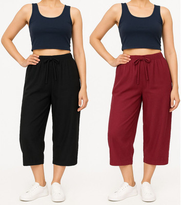 BRAND FLEX Women Black, Maroon Capri