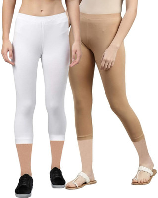 ZAYANQA 3/4th Capri leggings Women White, Beige Capri