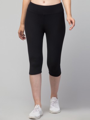 CKARFE Women And Girls Cotton 4Way Lycra Capri Women Black Capri