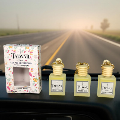 TALWAR Green Wood, White Oud, Fresh and Fresh Car Freshener Diffuser Car Air Freshener Long Lasting Fragrance for fresh Aroma(3 x 10 ml)