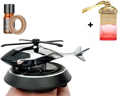 partizano Solar Powered Rotating Black Helicopter Car Air Freshener Flavoring Metal Solar Helicopter Air Purifier(Pack of 1)