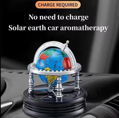 YOURKARTS.COM Mini Globe Design Solar Powered Car Perfume Diffuser/Dispenser for Car Dashboard - Auto Rotation Fan, Perfume Liquid & Organic Fragrance Air Purifier(Pack of 1)