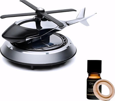 GADGET DEALS Solar Powered Rotating Helicopter Silver Black Car Air Freshener Car Freshener Diffuser Car Dashboard Aroma Diffuser Accessories Car Perfume(1 Units)