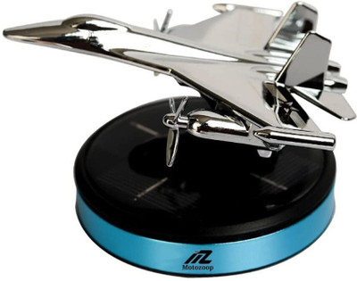 MOTOZOOP Metal Fighter Jet Rotating Car Solar Perfume Air freshener (Blue) Car Fragrance Solar Perfume Freshener For Car Dashboard Air Purifier(Pack of 1)
