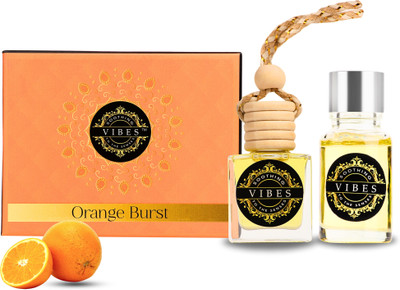VIBES soothing to the senses Orange Burst_02 Car Perfume Hanging Pod 10ml with Refill 12ml, Orange Burst (120 Days, 22ml) Air Purifier(Pack of 2)