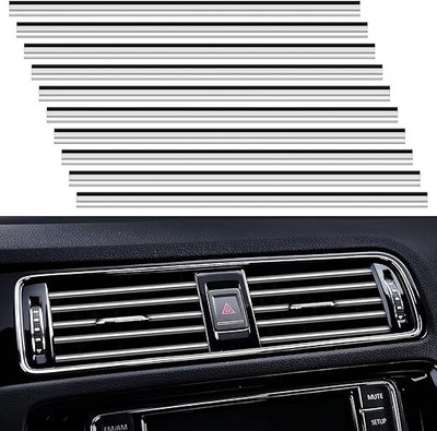Windwarrior 10 pcs Car Vent Trim Strips Chrome Car Interior Moulding Trim Air Strip Car Air Vent Trim(Pack of 10)