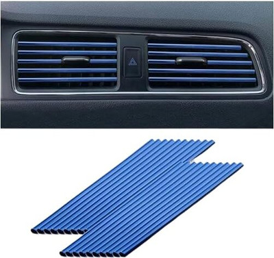 Holy Delight Car AC Strip Of Gloosy Blue Shade Premiun Matted Chrome Finish Car Air Vent Trim(Pack of 10)